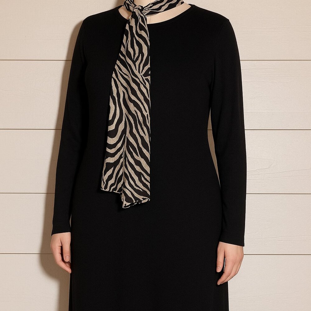 Nina Charles for Kasper ASL Black Knit Maxi Dress – Size Large